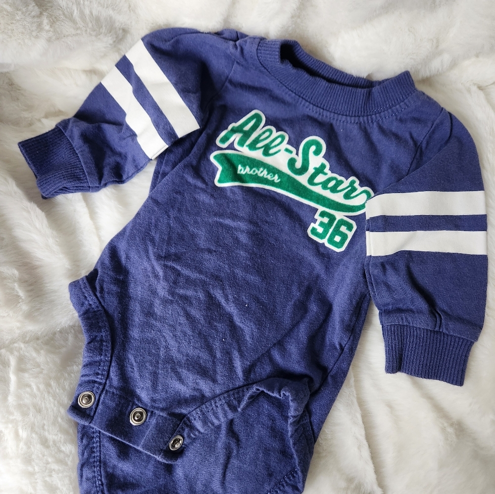 All-Star Navy Baby Long-Sleeve One-Piece Bodysuit
